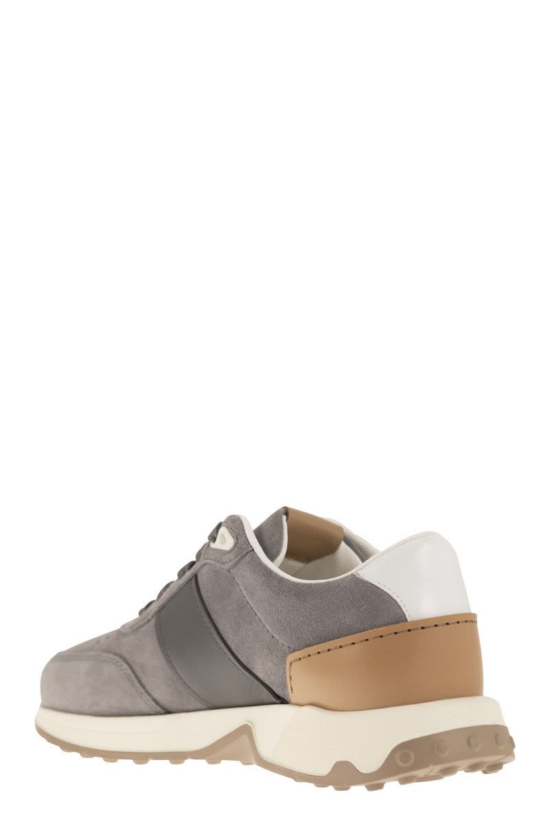 TOD'S Men's Grey Suede and Leather Sneakers - Italian-Made Urban Sportswear