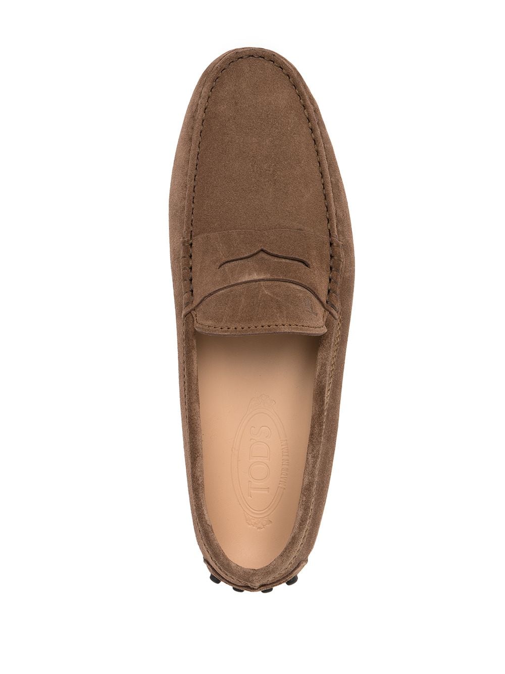 TOD'S Brown Suede Rubber Driving Loafers for Men