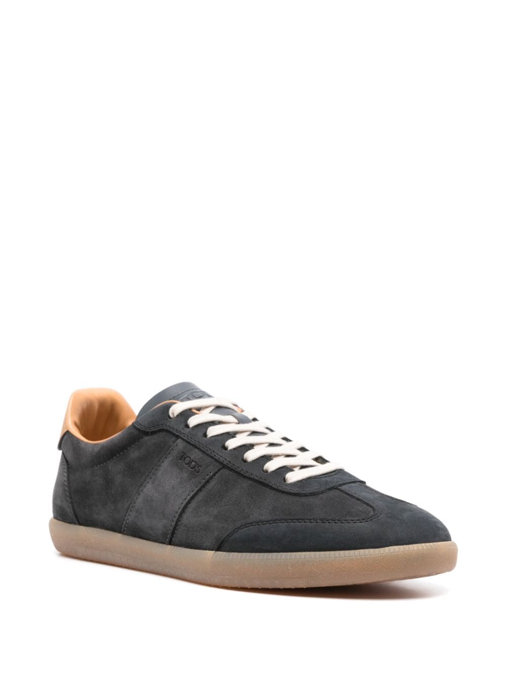 TOD'S Navy Blue Suede Sneakers with Leather Accents