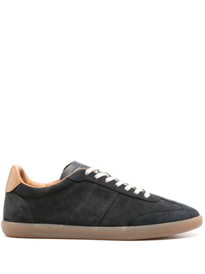 TOD'S Navy Blue Suede Sneakers with Leather Accents