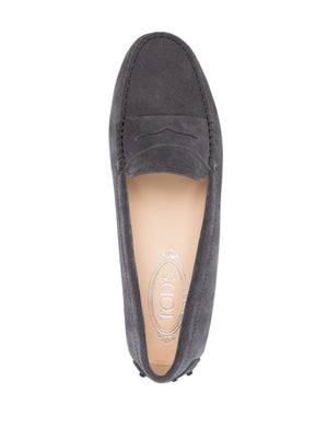 TOD'S Women's Grey Suede Slip-On Loafers