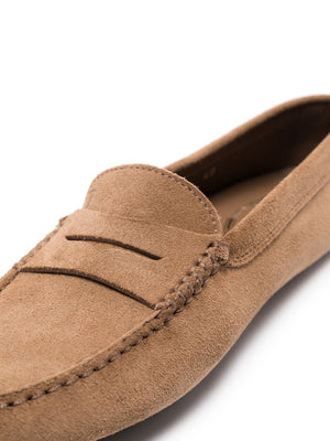 TOD'S Beige Suede Crossover Loafers for Women