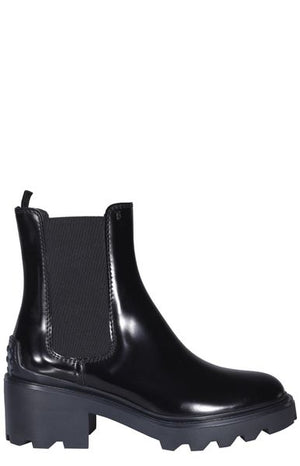 TOD'S Elegant Italian Leather Chelsea Boots with 15cm Shaft, 6cm Heel