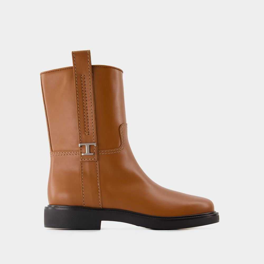 TOD'S Classic Brown 20L Calfskin Ankle Boots