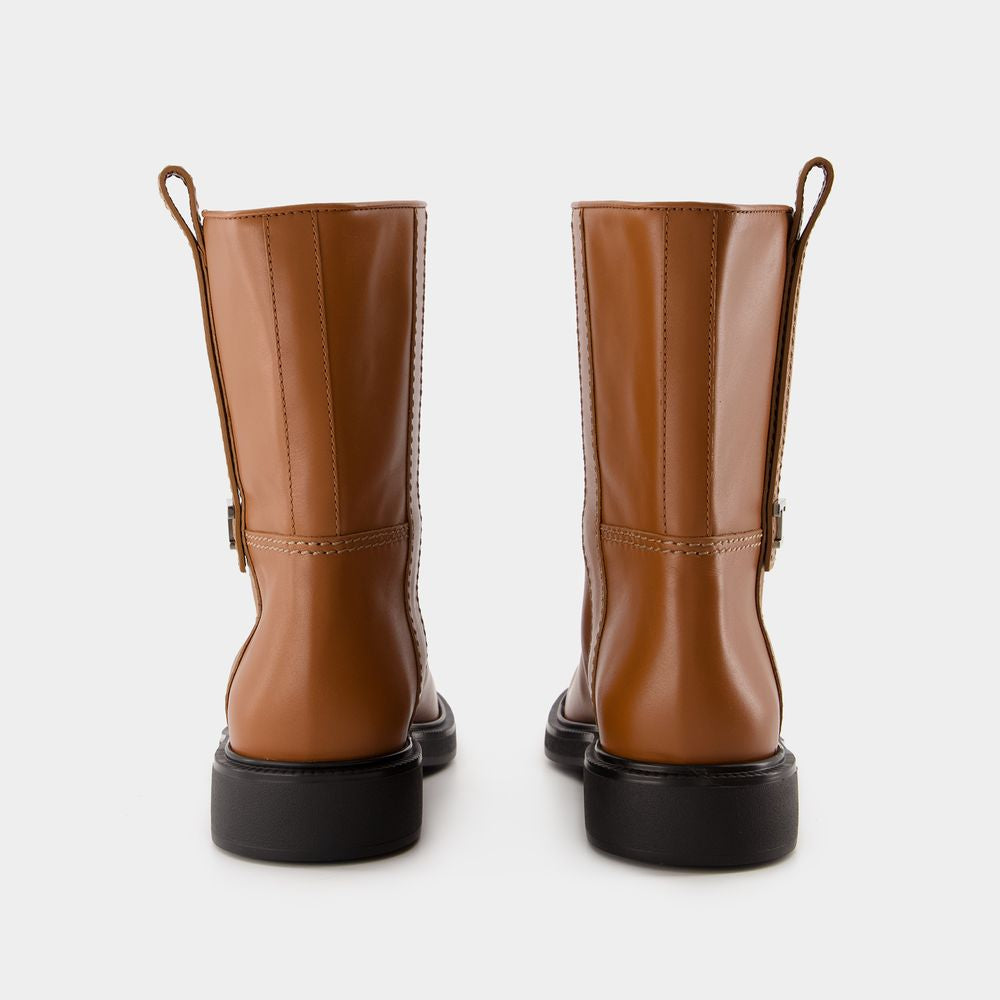 Giày Boots Cổ Lửng Da Bê Cao Cấp Màu Nâu 20L