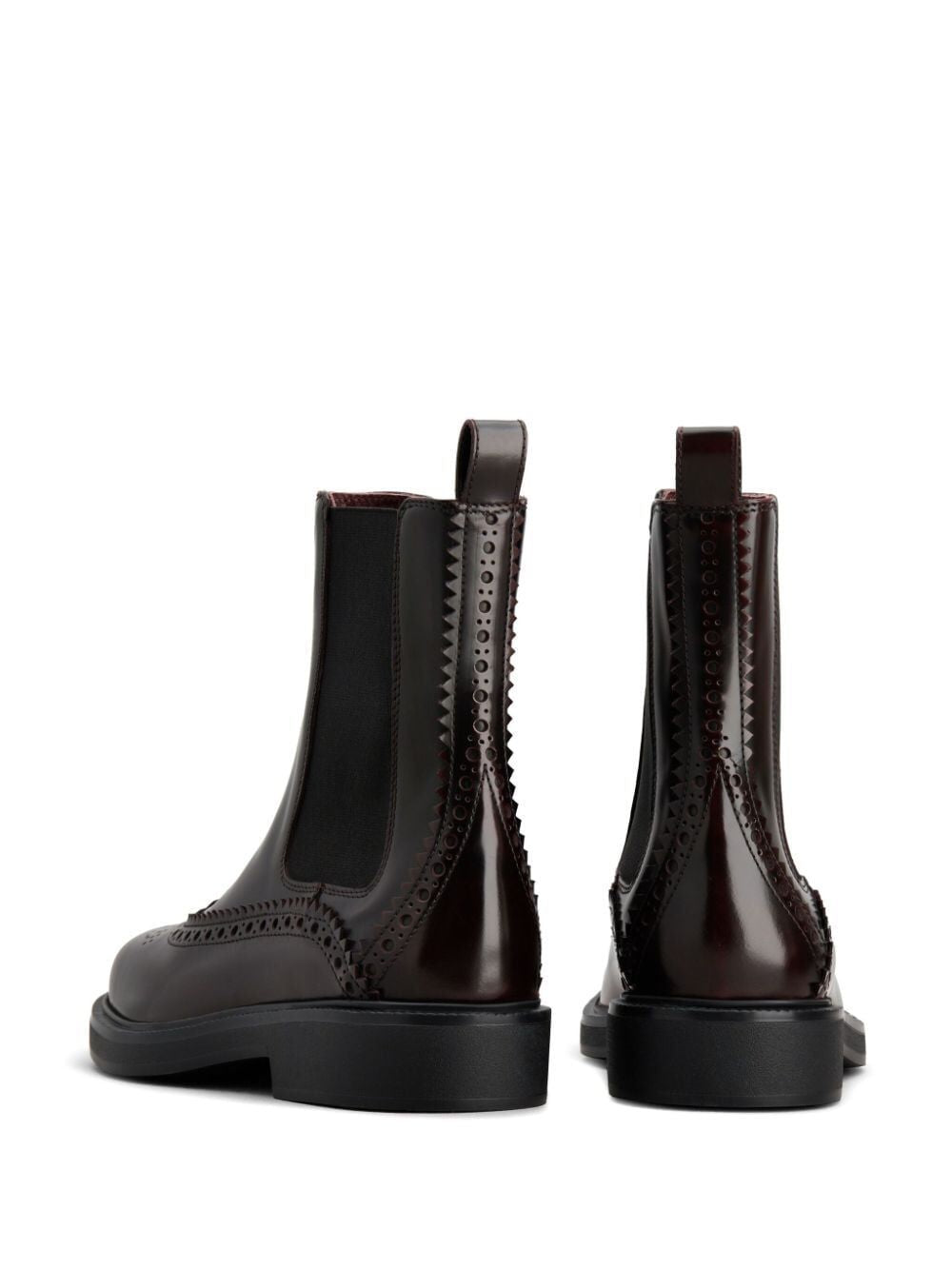 TOD'S Elegant Patent Leather Chelsea Boots with Brogue Detailing