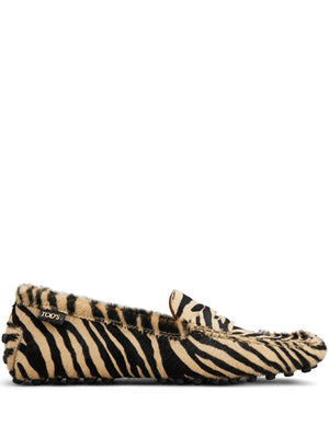 TOD'S Chic Zebra Stripe Calf Hair Loafers