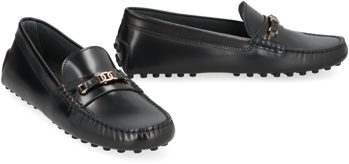 TOD'S Mini Chain Accent Leather Loafers