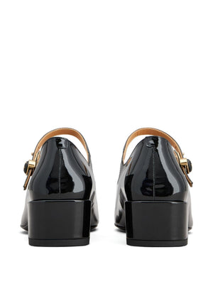 TOD'S Elegant Black Leather Pumps with Gold-Tone Accents