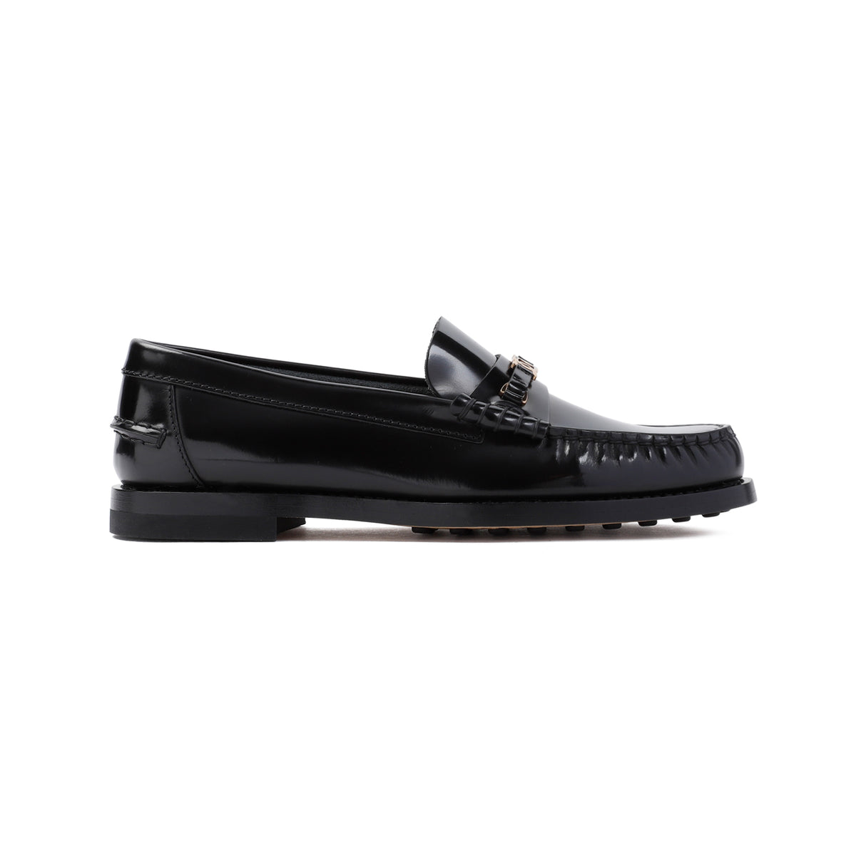 TOD'S Elegant Black Chain-Link Leather Loafers