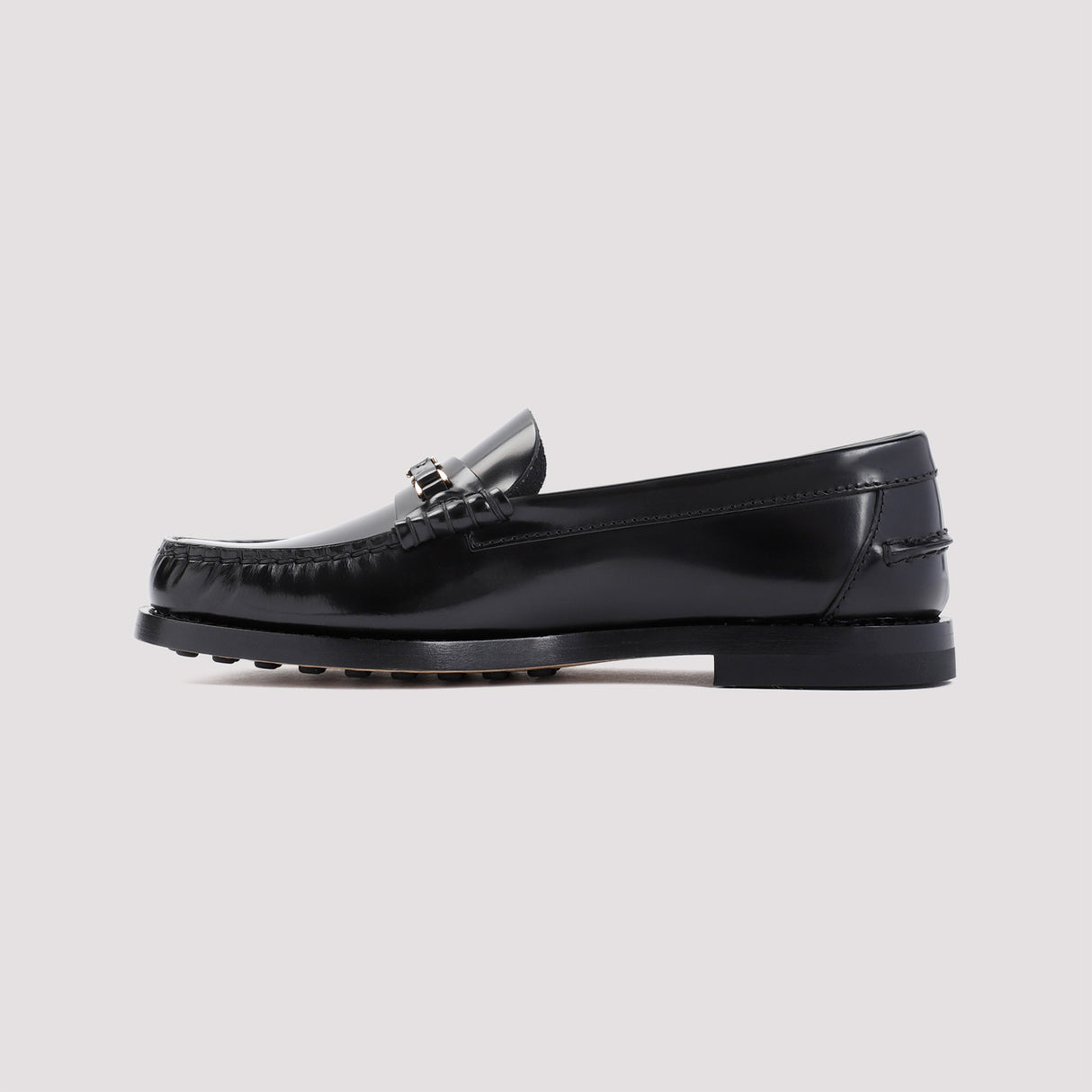 TOD'S Elegant Black Chain-Link Leather Loafers