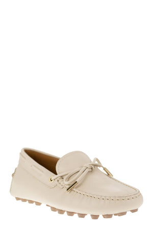 TOD'S Cream Leather Lace-up Moccasins for Women