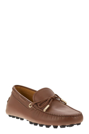 TOD'S Cream Leather Lace-up Moccasins for Women