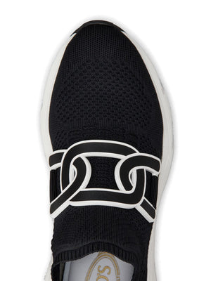 TOD'S Black Knit Slip-On Sneakers for Women with Appliqué Logo and Chunky Sole