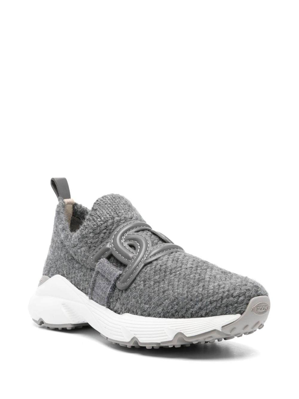 TOD'S Medium Grey Slip-On Sneakers with Chain Strap