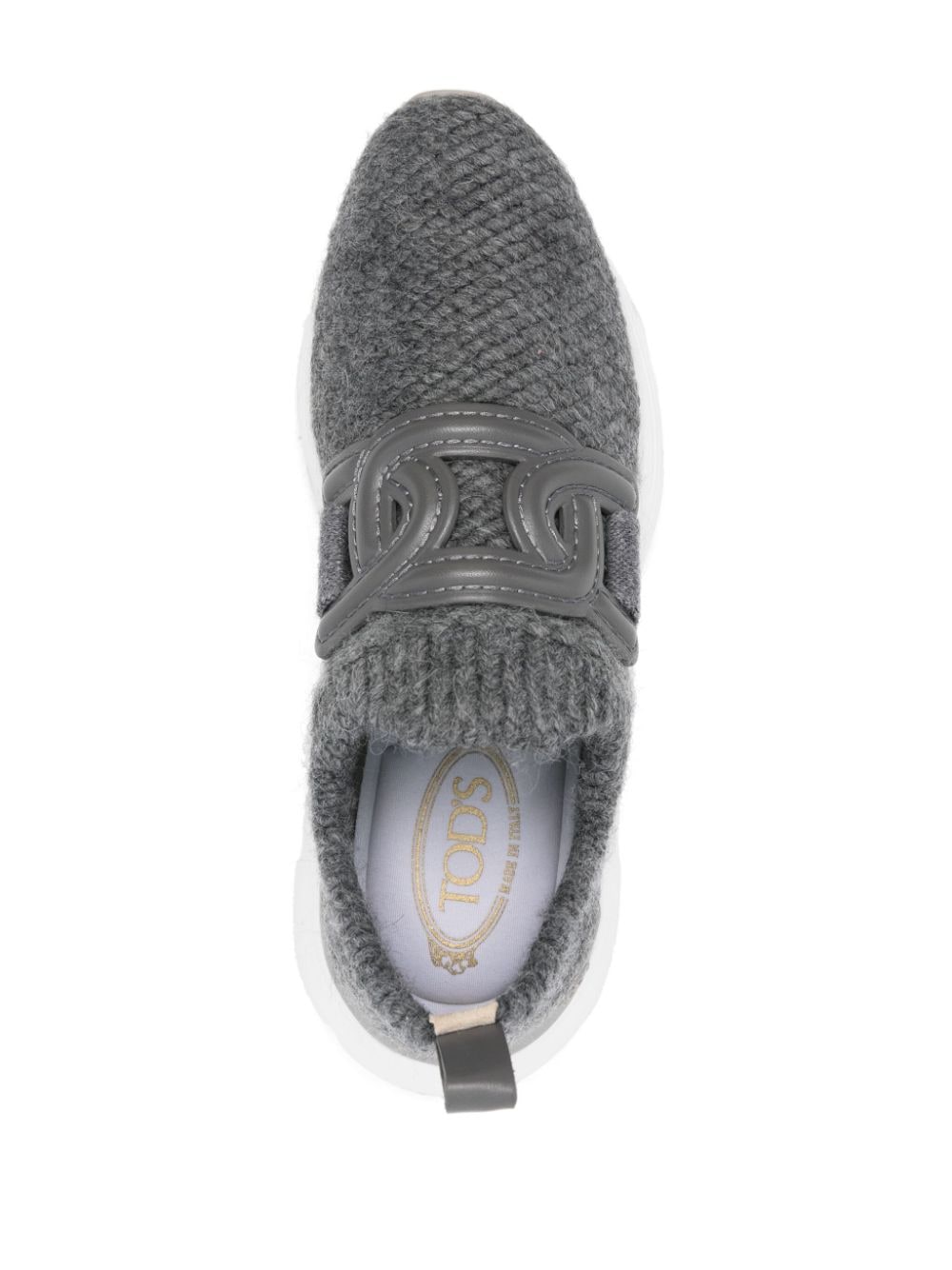 TOD'S Medium Grey Slip-On Sneakers with Chain Strap