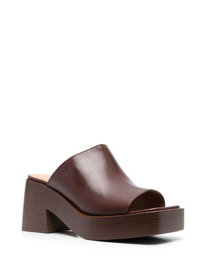 TODS Platform Flat Sandals with Open Square Toe - 7.5cm Block Heel