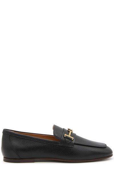 TOD'S Women's Leather Loafers with Metal T Ring Detail