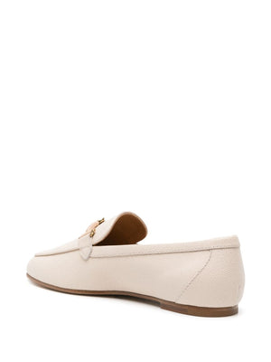 TOD'S Nude & Neutrals Knot Plaque Leather Loafers for Women