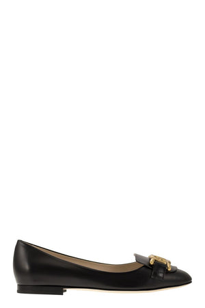 TOD'S Women's Mini Ballerina Flats with Metal Chain Detail