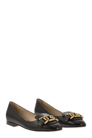 TOD'S Women's Mini Ballerina Flats with Metal Chain Detail