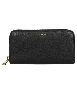 TOM FORD Men's Black Leather Ziparound Wallet for FW22