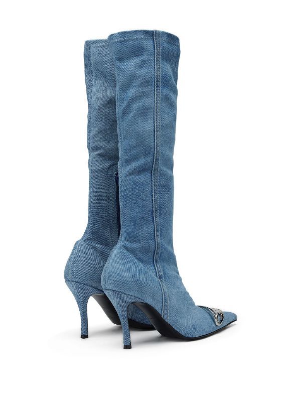 DIESEL Blue Denim Knee-High Boots for Women