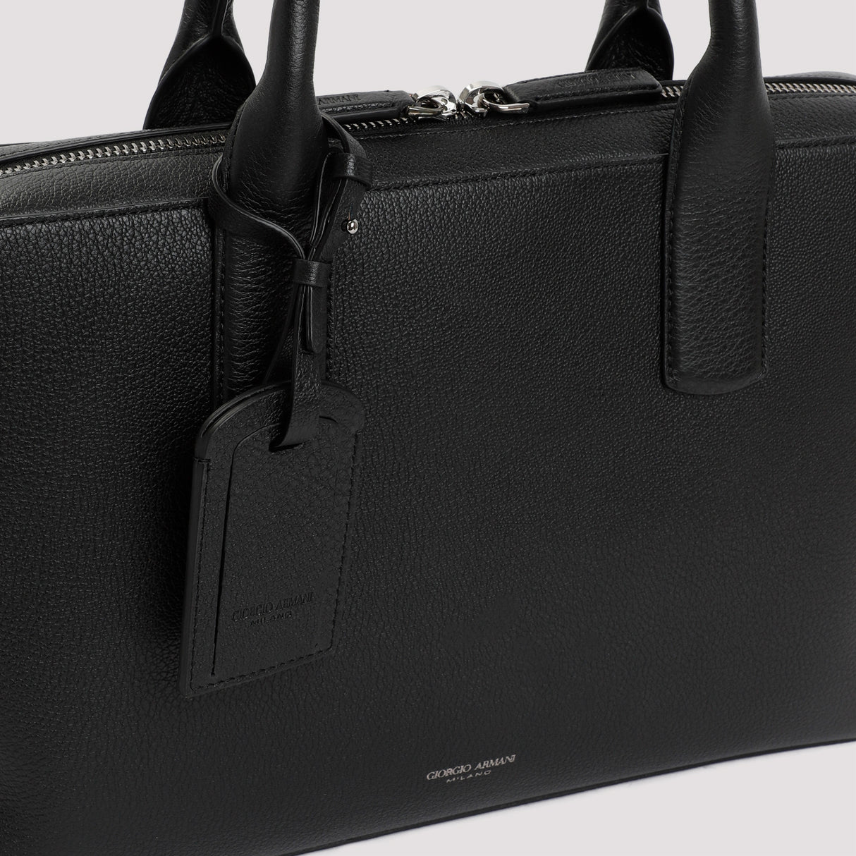 GIORGIO ARMANI Luxury Grained Leather Briefcase 39x28x7cm