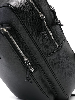 EMPORIO ARMANI Grained Leather Backpack with Adjustable Straps