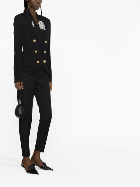 Áo khoác ngắn đen sang trọng cho phụ nữ với huy hiệu - bộ sưu tập FW22