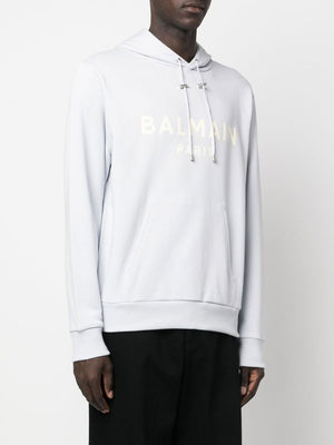 BALMAIN Blue Hooded Sweatshirt for Men