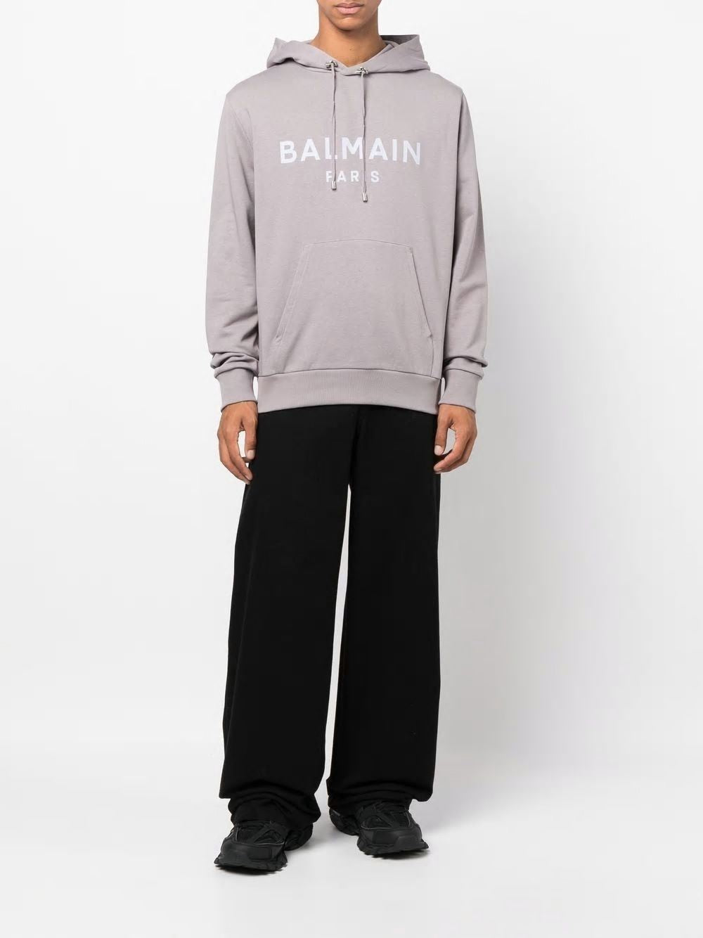 BALMAIN Men's Grey Hooded Sweatshirt for the FW22 Season