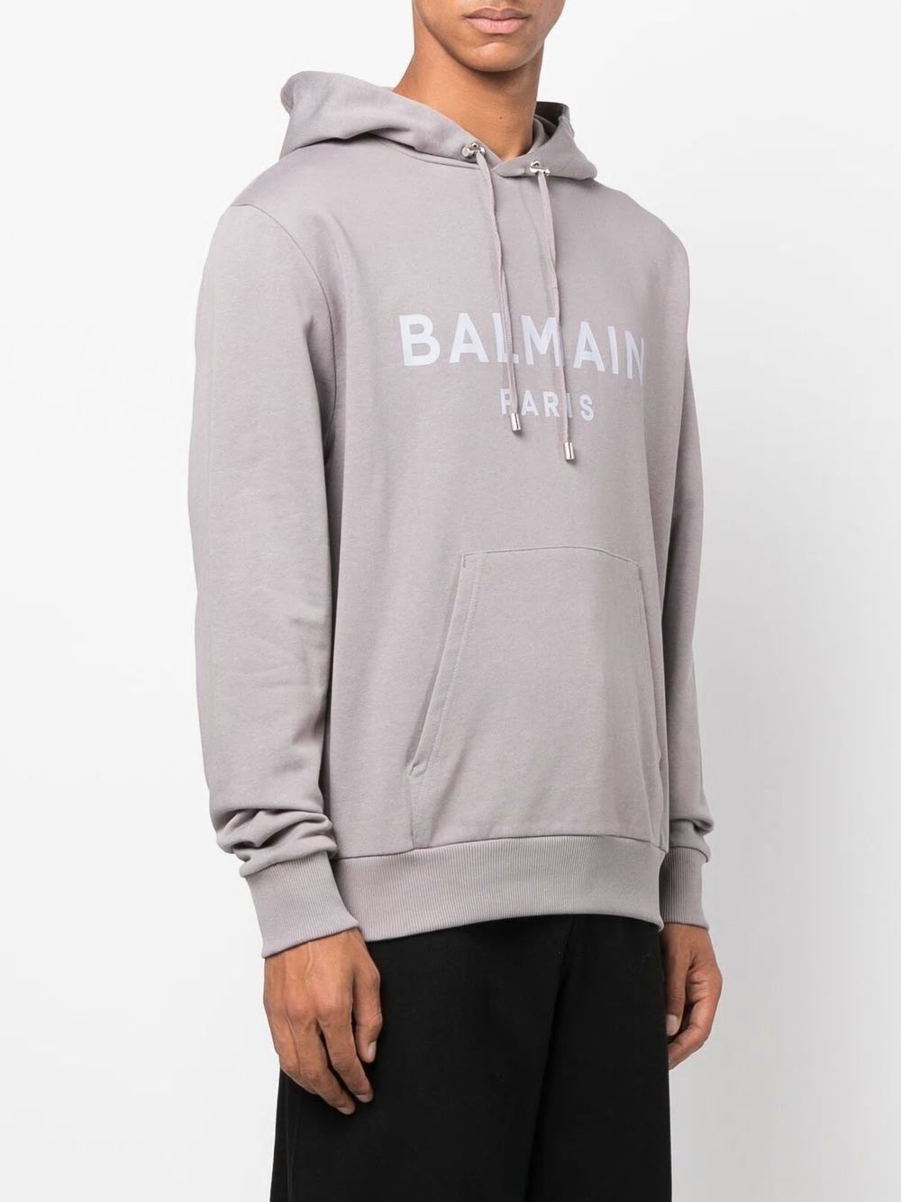 BALMAIN Men's Grey Hooded Sweatshirt for the FW22 Season