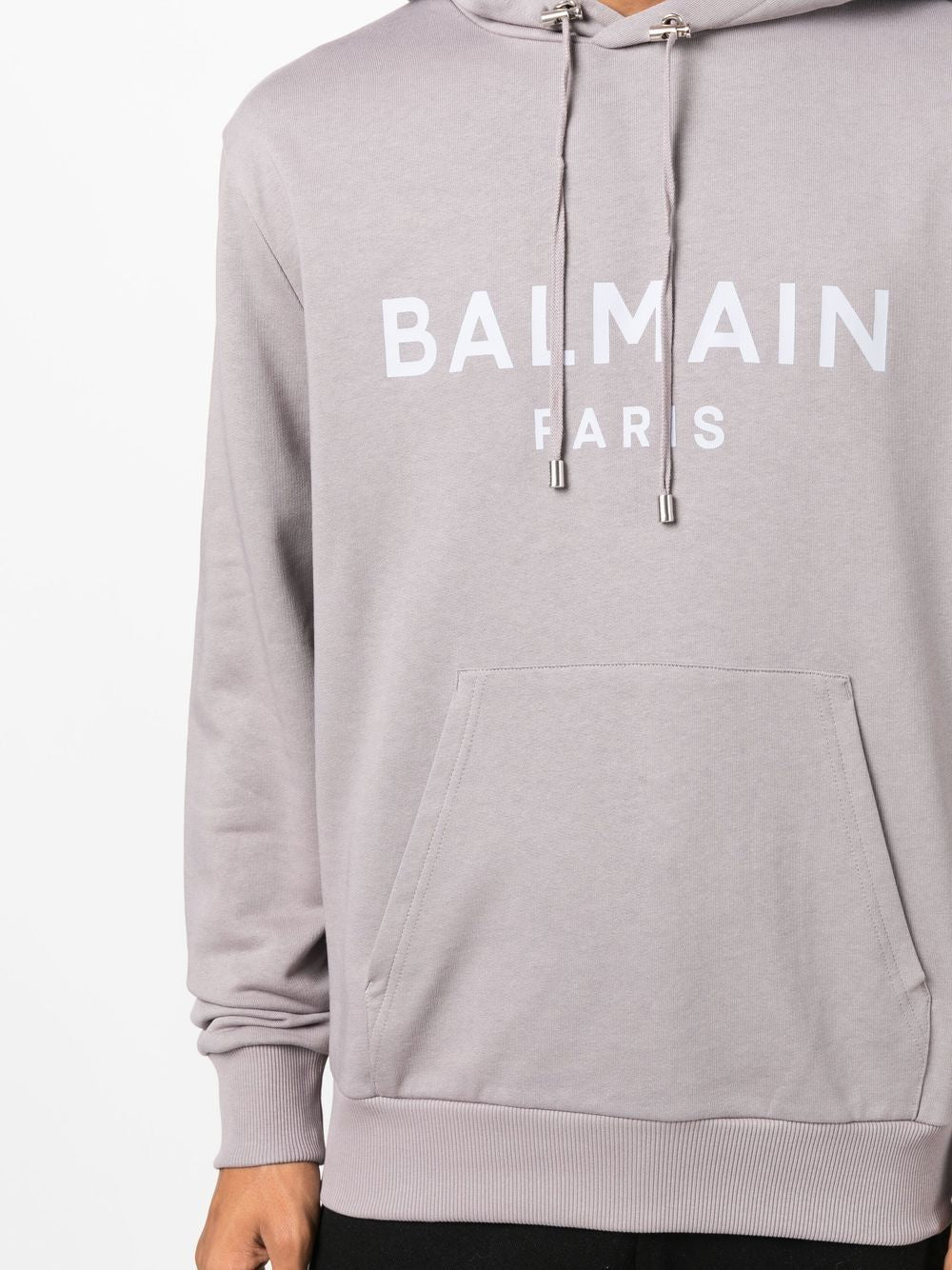 BALMAIN Men's Grey Hooded Sweatshirt for the FW22 Season