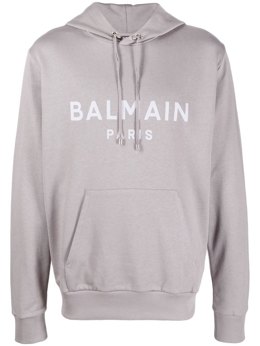 BALMAIN Men's Grey Hooded Sweatshirt for the FW22 Season