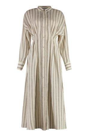 MAX MARA Ivory Striped Linen Shirtdress for Women - SS24 Collection