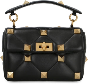 VALENTINO Women's Black Quilted Leather Handbag with Gold-Tone Studs and Chain Strap