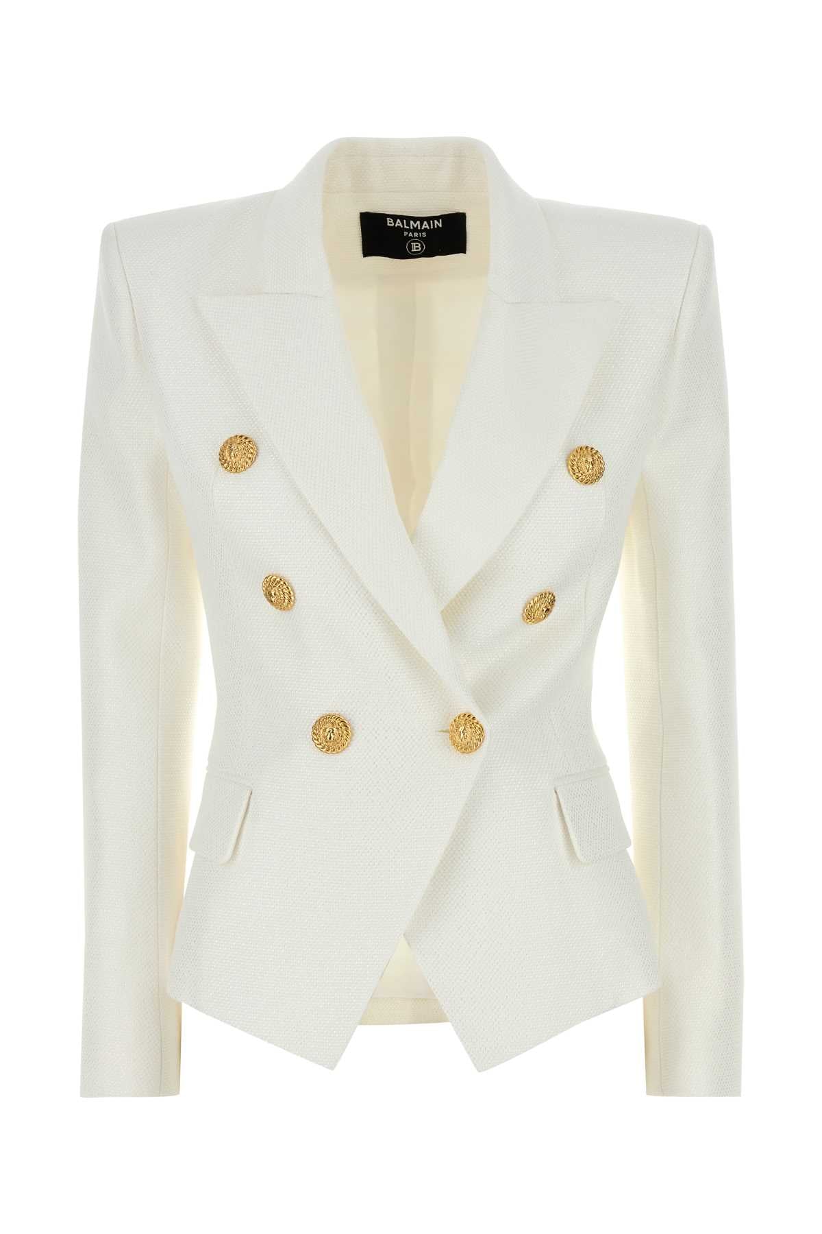 BALMAIN Elegant White Viscose Blend Blazer for Women