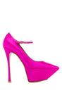 AMINA MUADDI Elegant Fuchsia Satin Mini Pumps with 16 cm Heel