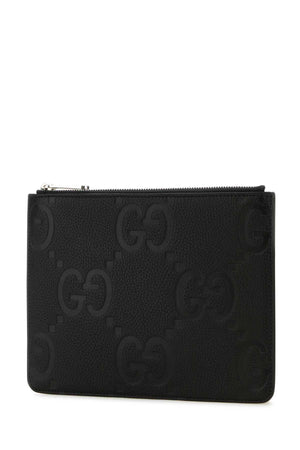 GUCCI Classic Black Leather Medium Clutch - 23.5 cm x 18 cm