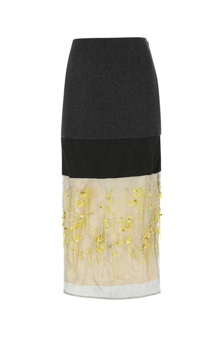 PRADA Multicolor Wool and Mesh Skirt