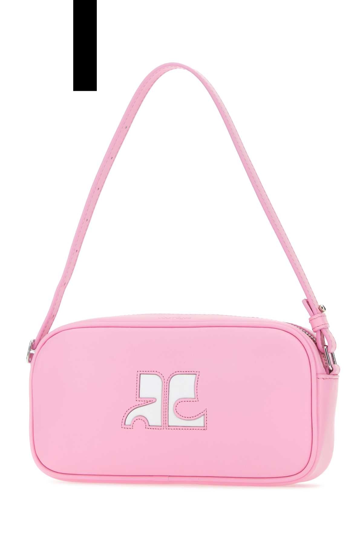 COURREGES Mini Pink Leather Shoulder Handbag