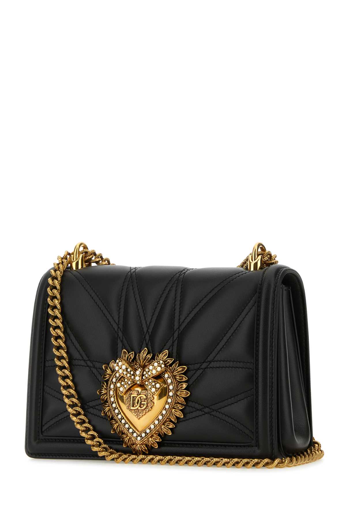 DOLCE & GABBANA Mini Black Nappa Leather Devotion Shoulder Handbag