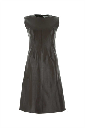 BOTTEGA VENETA Dark Brown Nappa Leather Dress