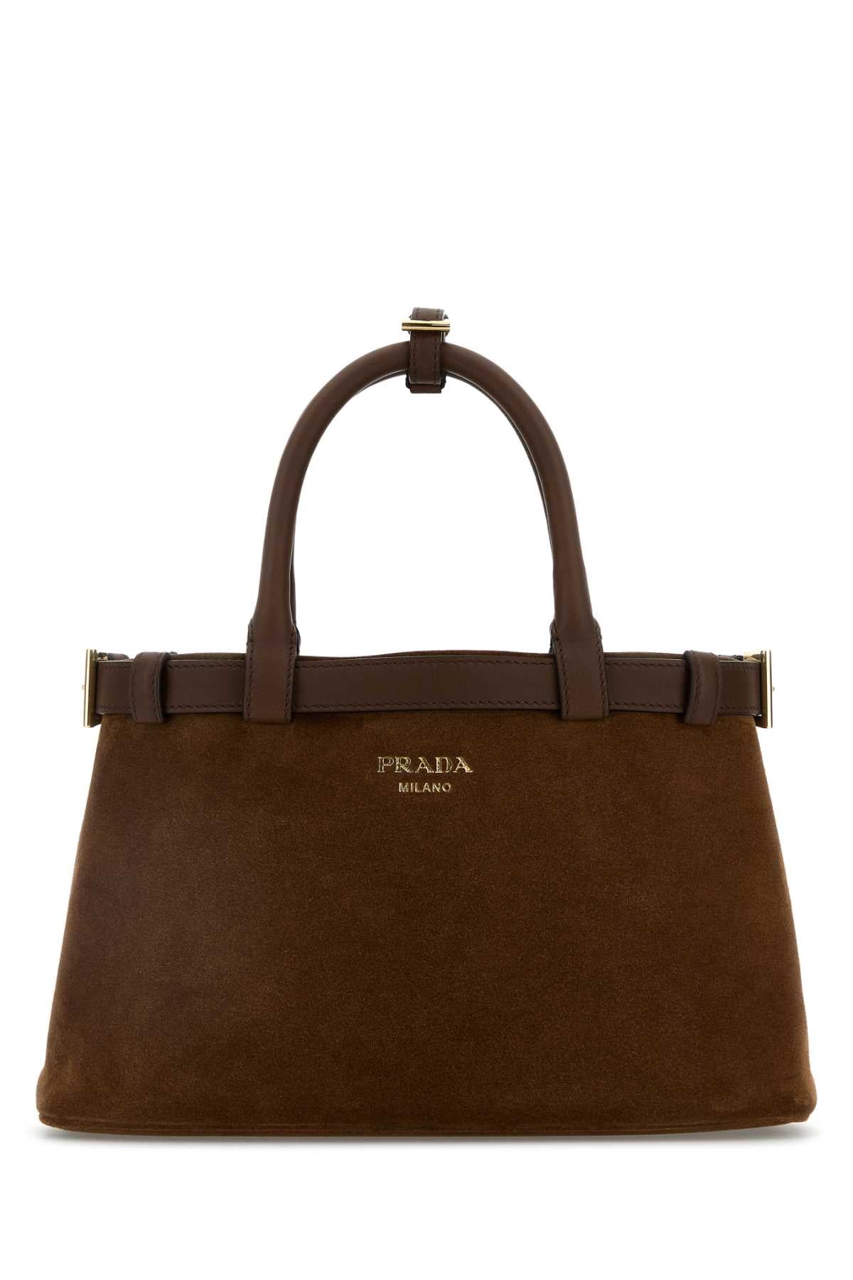 PRADA Mini Suede Buckle Handbag - 27 cm x 18 cm x 11 cm