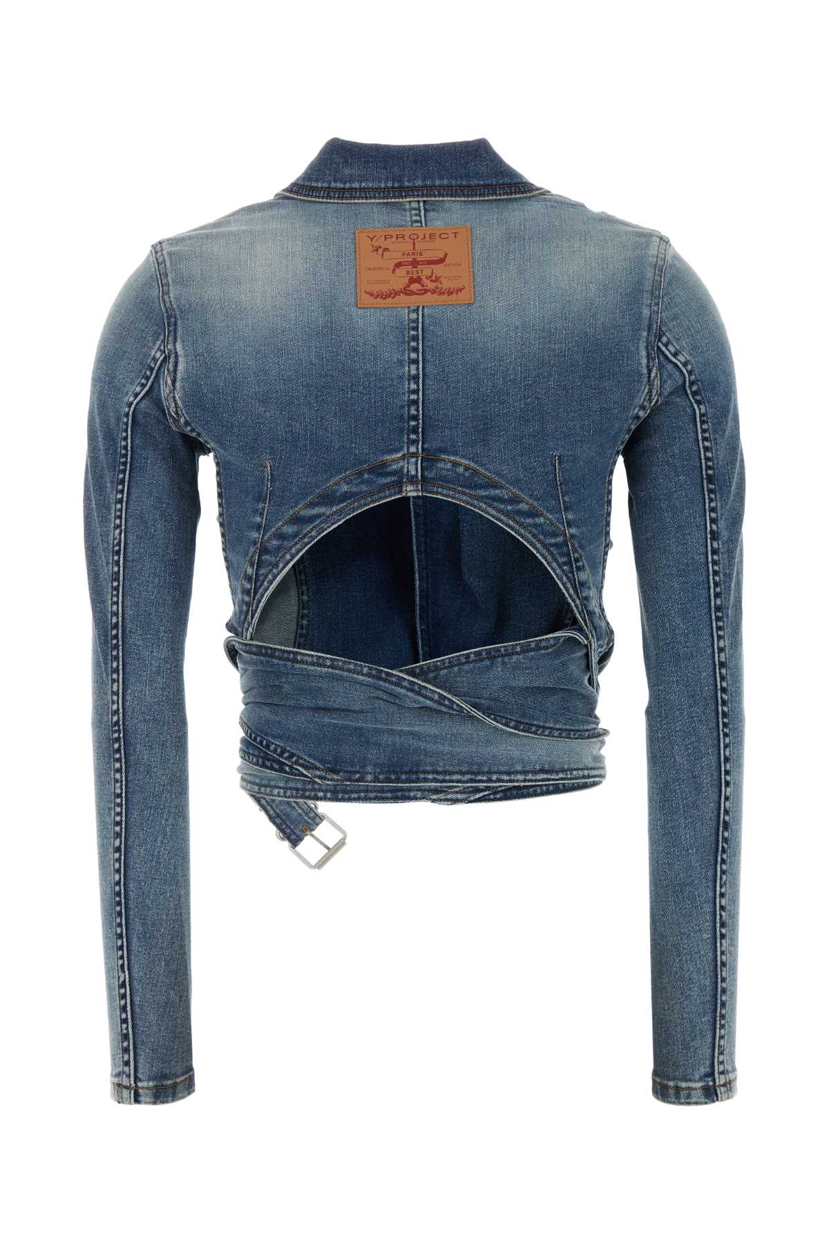 Y PROJECT Distressed Stretch Denim Jacket for Women