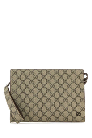 GUCCI Mini Fabric Clutch with Leather Accents - 26 cm x 18 cm x 6 cm