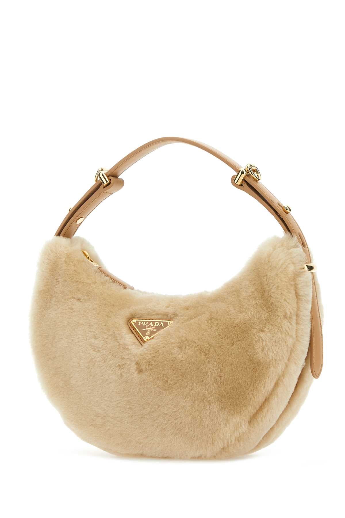 PRADA Mini Beige Shearling Handbag