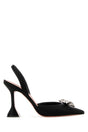 AMINA MUADDI Elegant Black Satin Rosie Pumps with 9.5 cm Heel