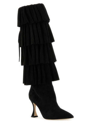 MANOLO BLAHNIK Elevate Your Style with Chic Suede Miralone Boots - 9 cm Heel